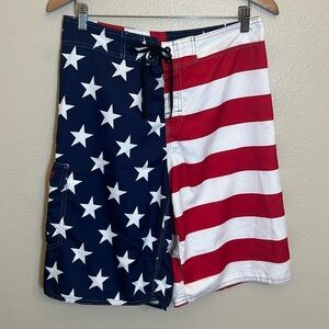 Alant Flag Red White Blue United States Fourth of July Patriotic Board Shorts
